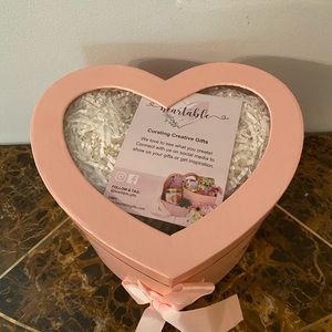 Pink Heart Shaped Gift Box with Paper & Card | Heart Box